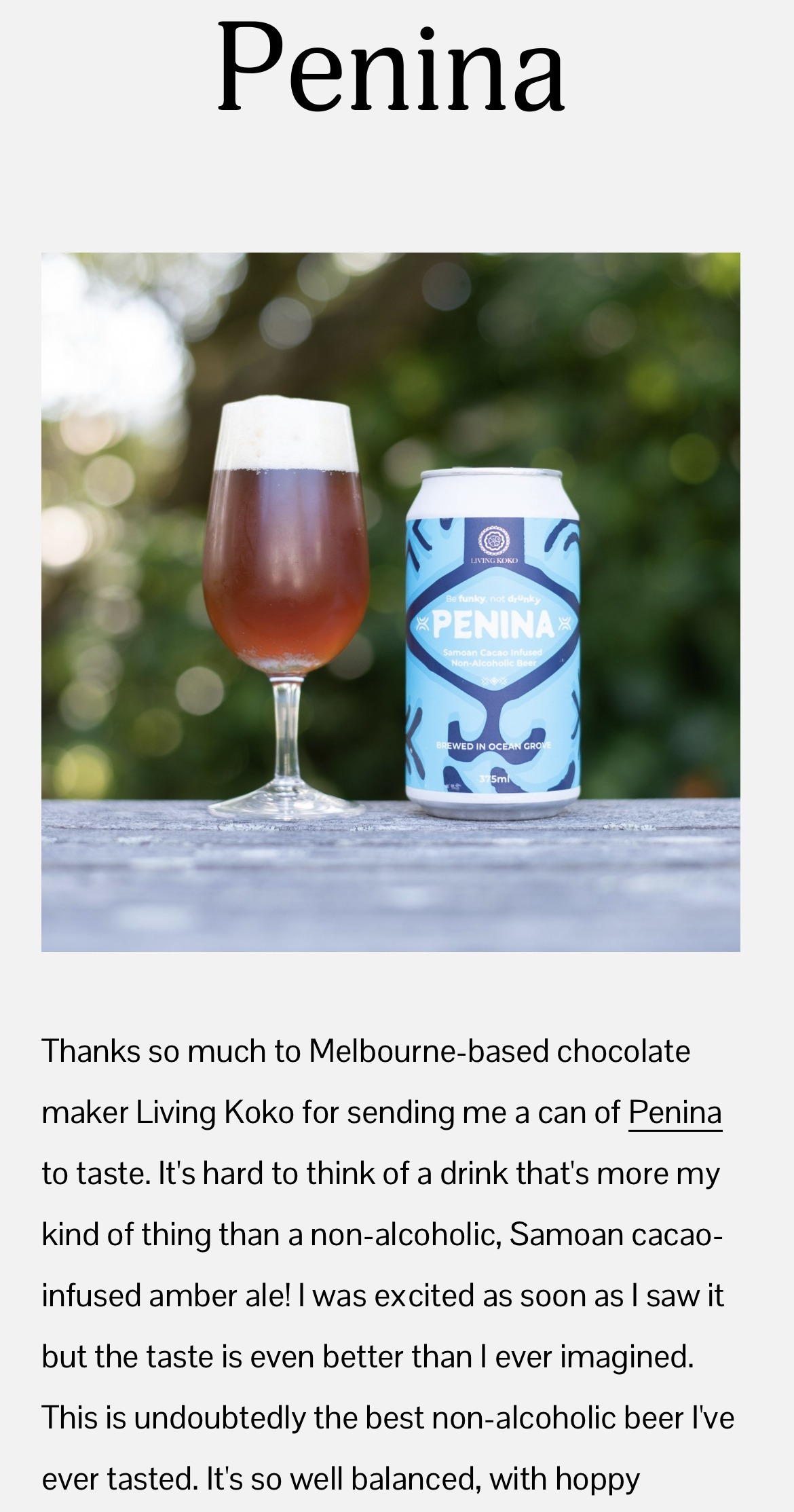 Penina Nonalch Beer SAmoa Living Koko