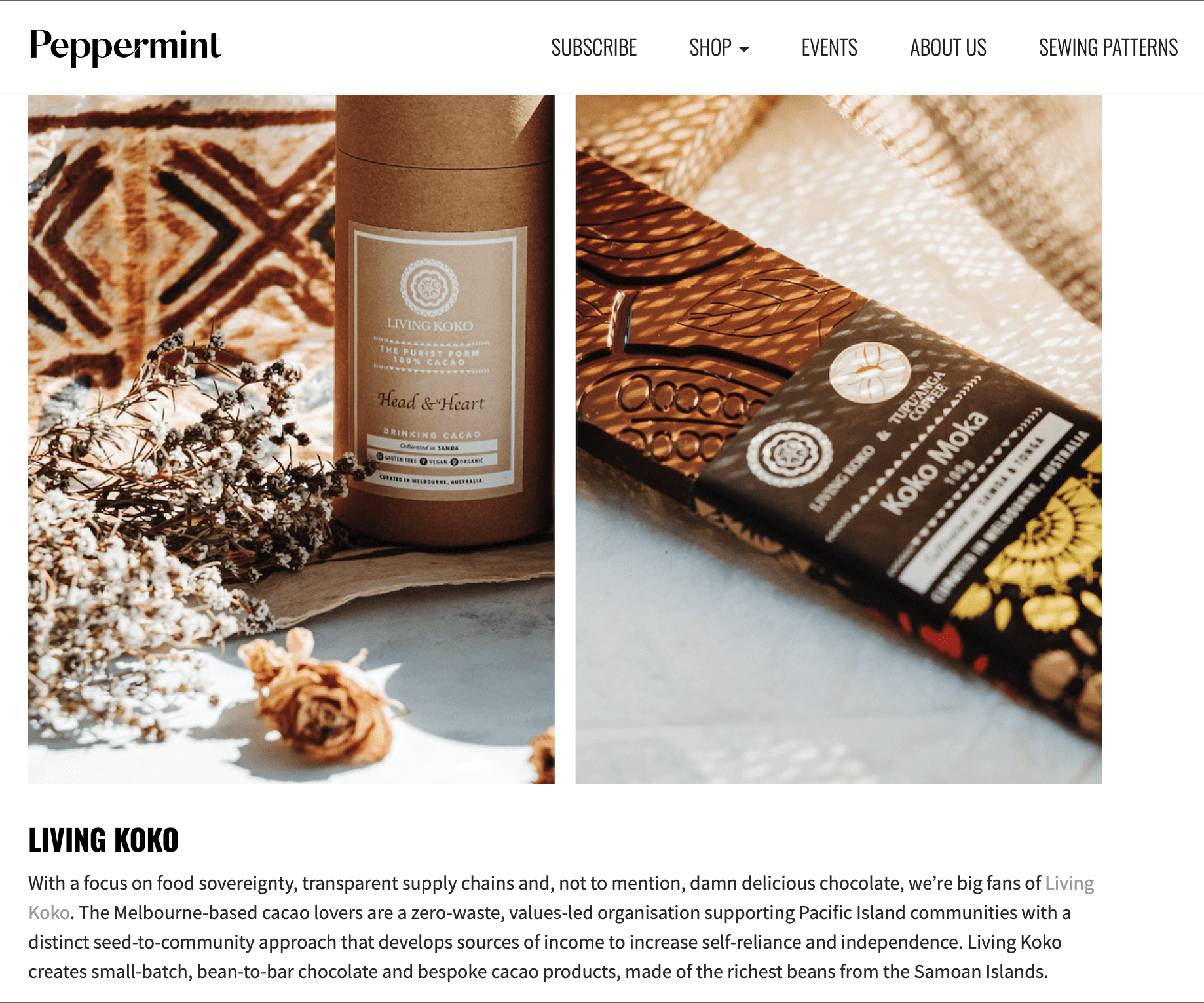 Ethical Chocolate Peppermint Magazine Living Koko